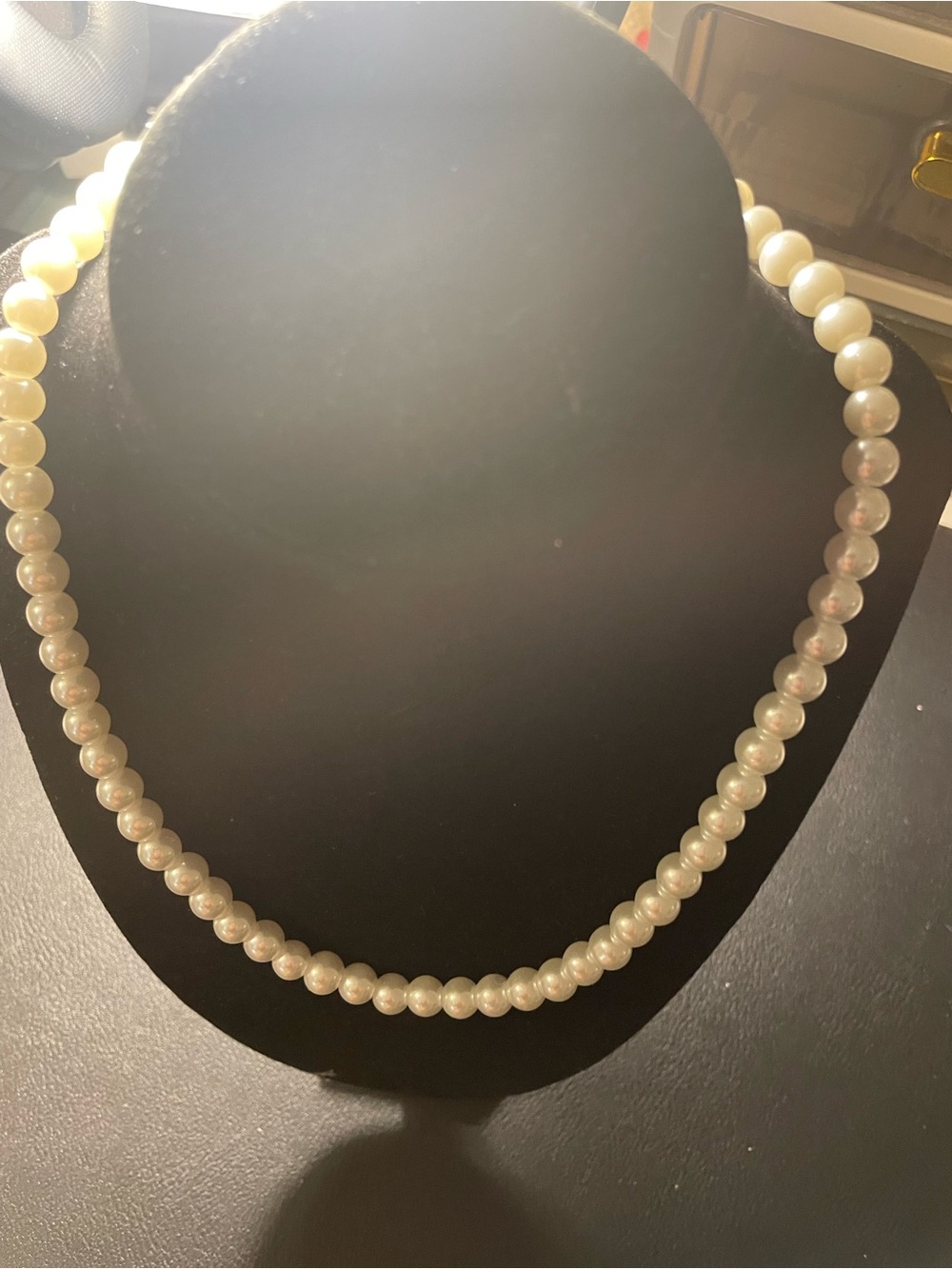 Icing Pearl Strand Necklace - White Pearlescent Beads